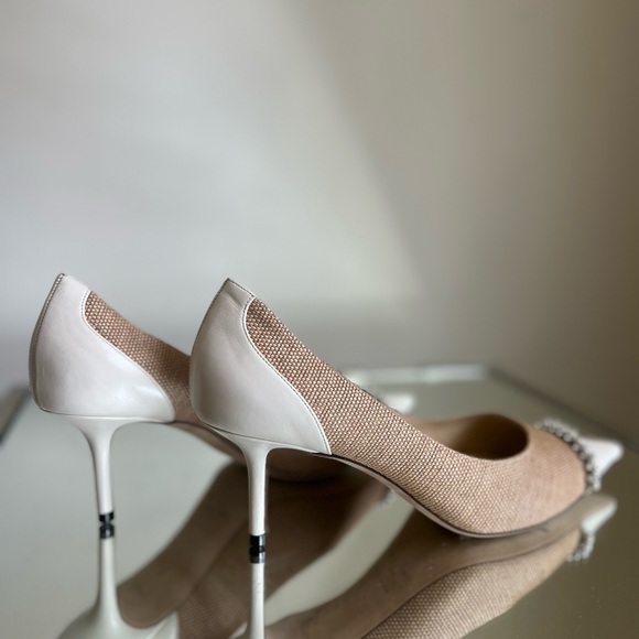 Like new Jimmy Choo Love 65 natural raffia crystal pearls latte pumps 41 - Picture 9 of 9